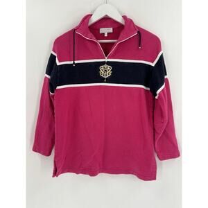 St John Sport Vintage Sweatshirt Womens Small Pink 1/4 Zip Pullover Embroidered